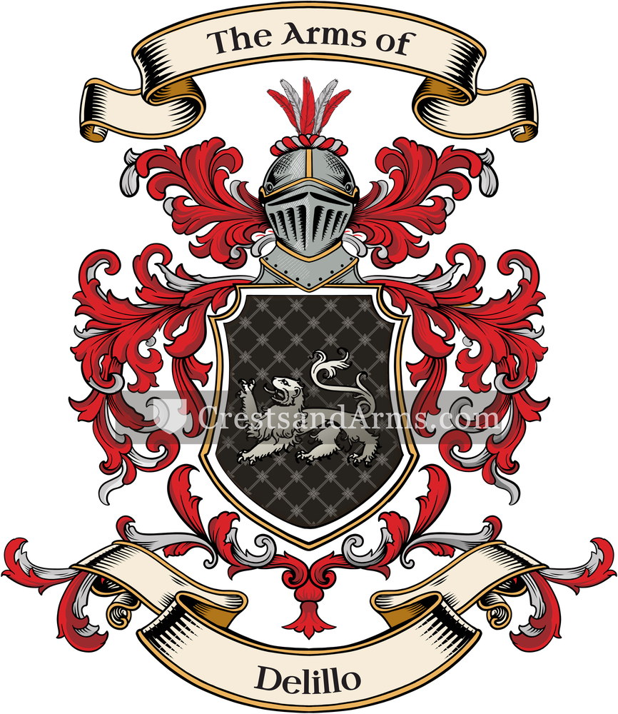 The Delillo coat of arms, drawn from the recorded blazon