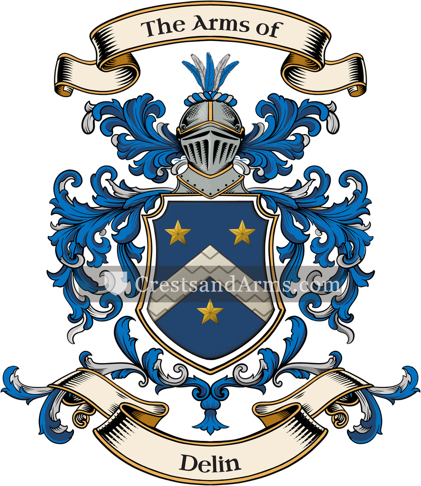 The Delin coat of arms, drawn from the recorded blazon