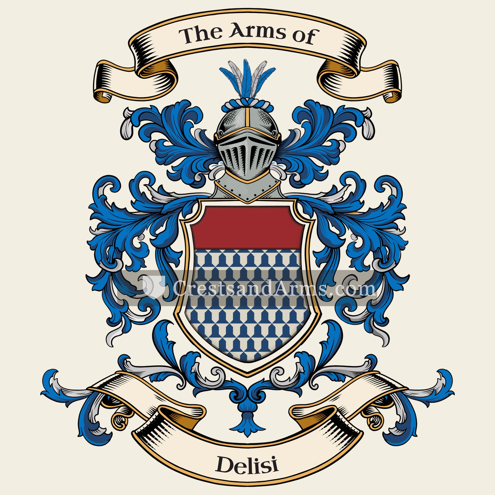 The Delisi coat of arms, drawn from the recorded blazon