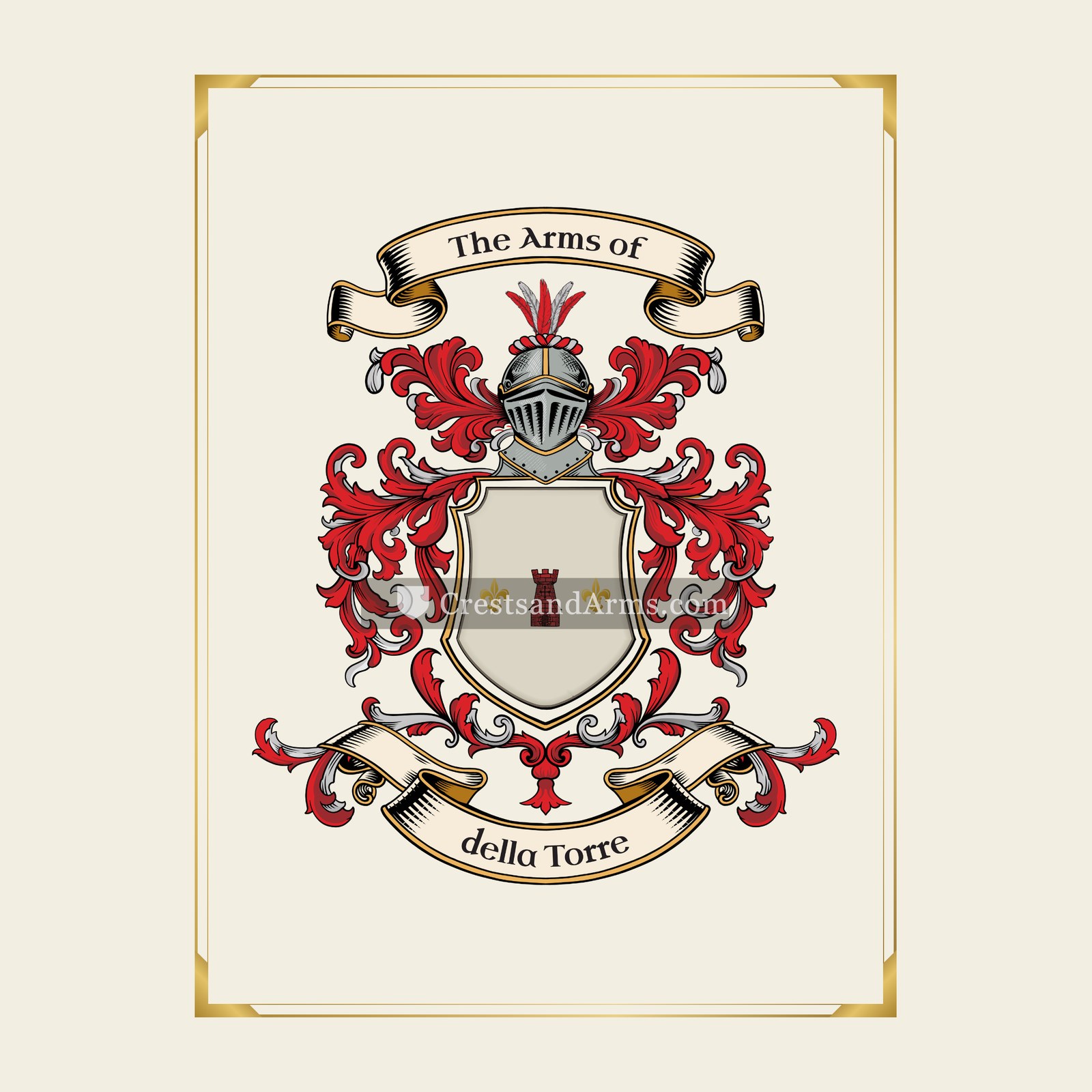 With gold border