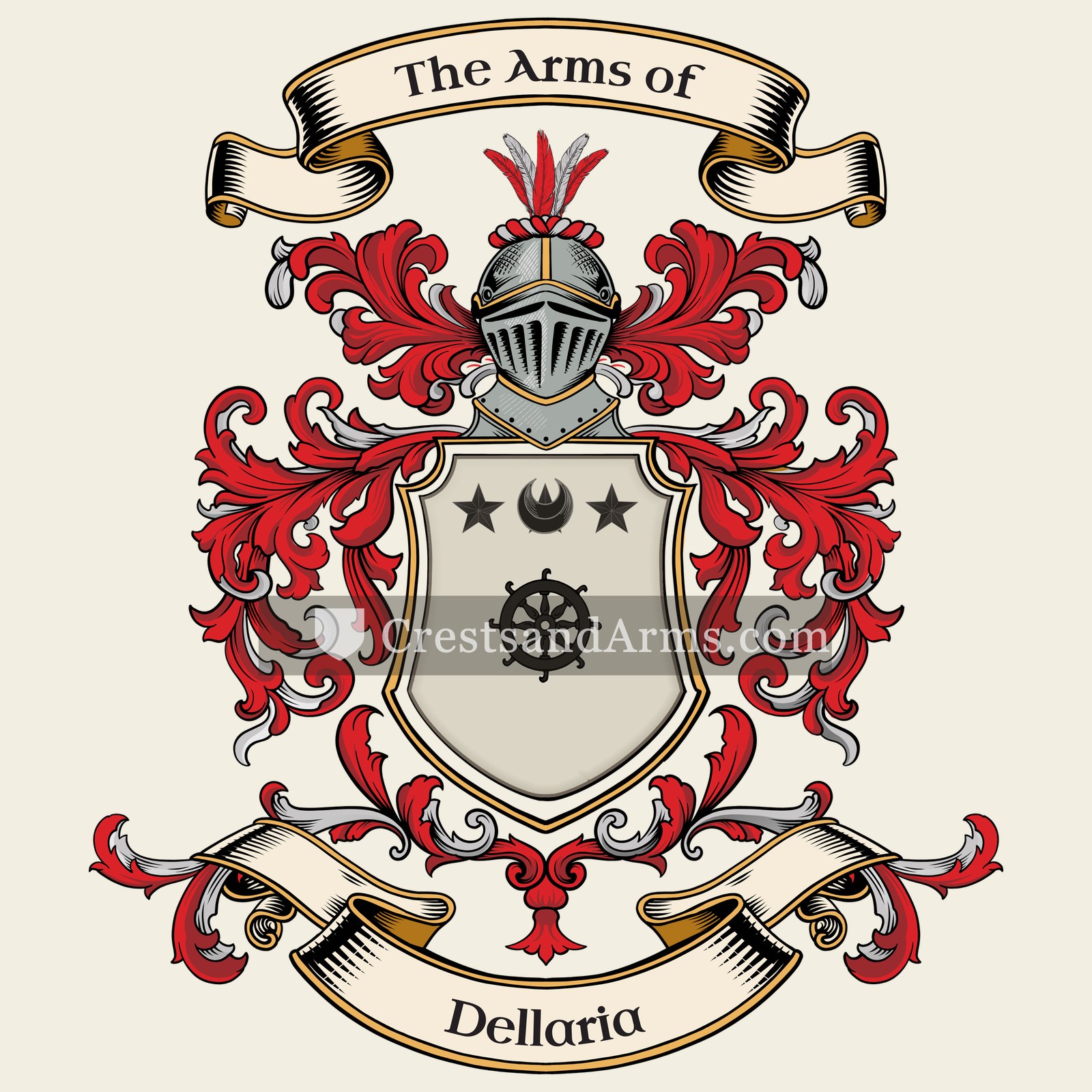 The Dellaria coat of arms, drawn from the recorded blazon