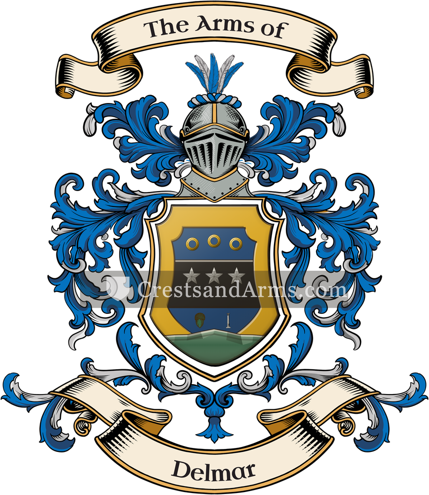 The Delmar coat of arms, drawn from the recorded blazon