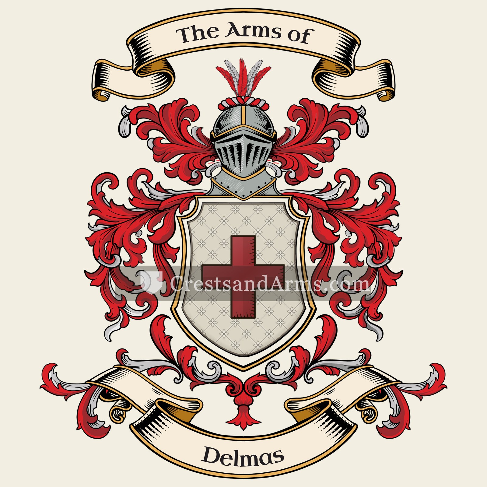 The Delmas coat of arms, drawn from the recorded blazon