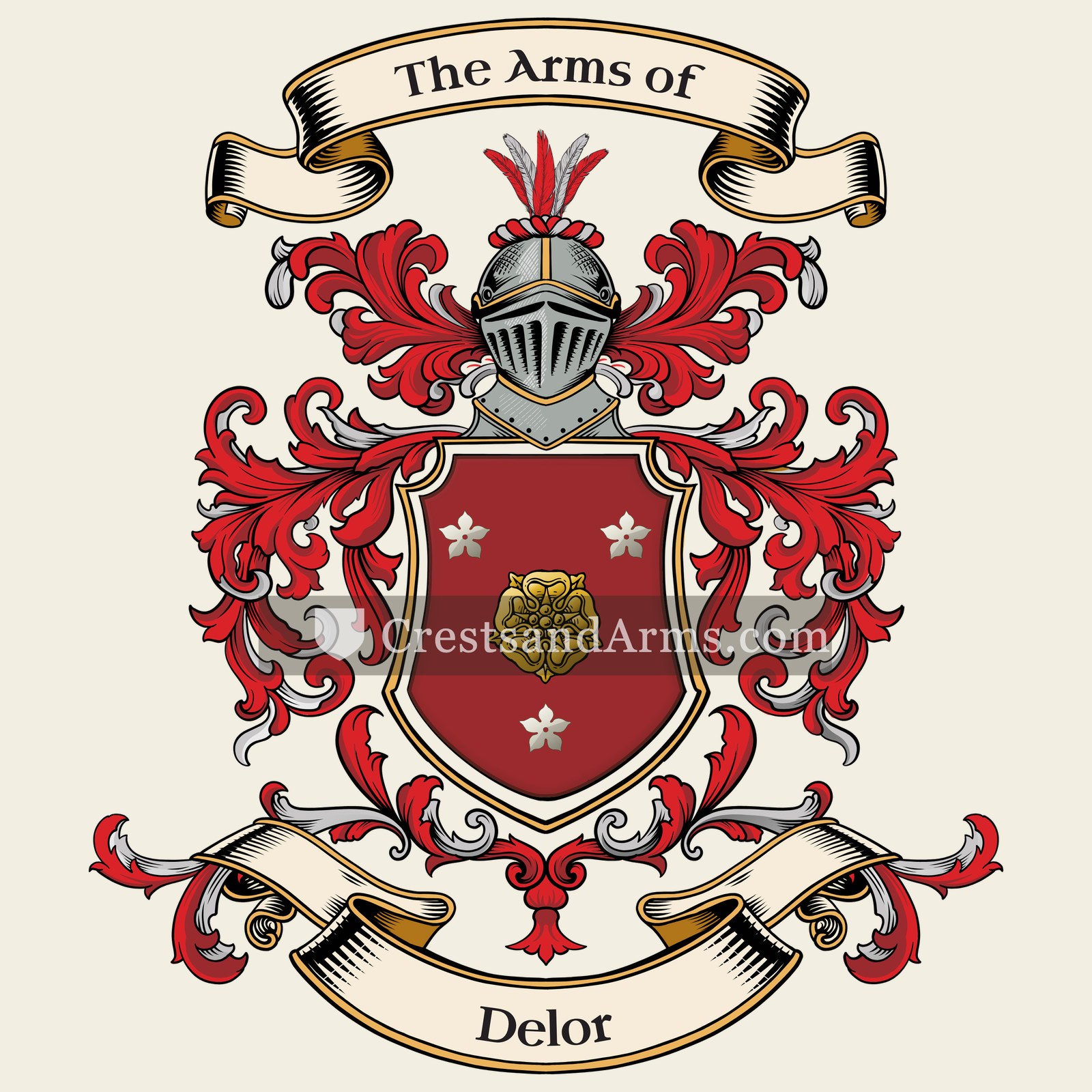 The Delor coat of arms, drawn from the recorded blazon