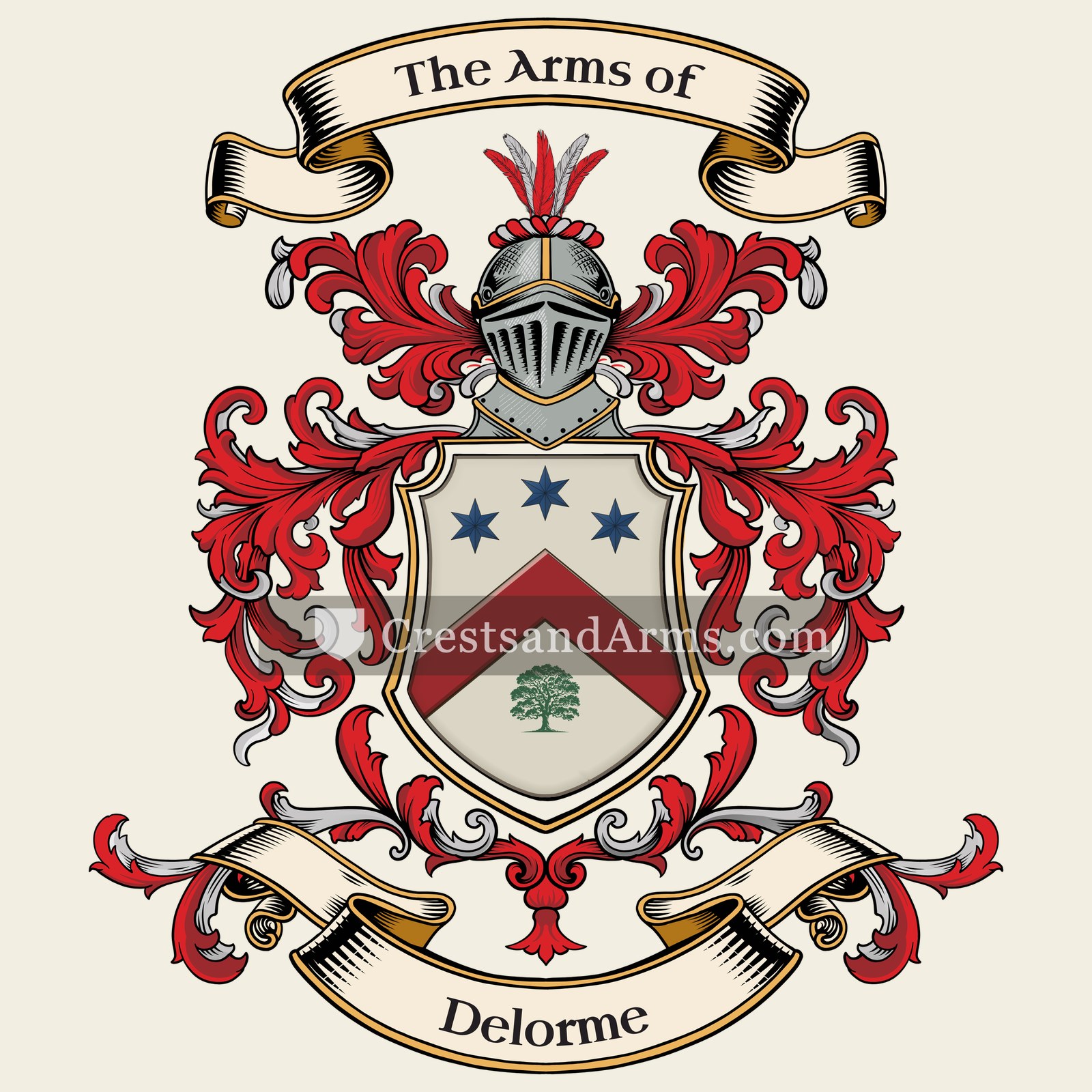 The Delorme coat of arms, drawn from the recorded blazon
