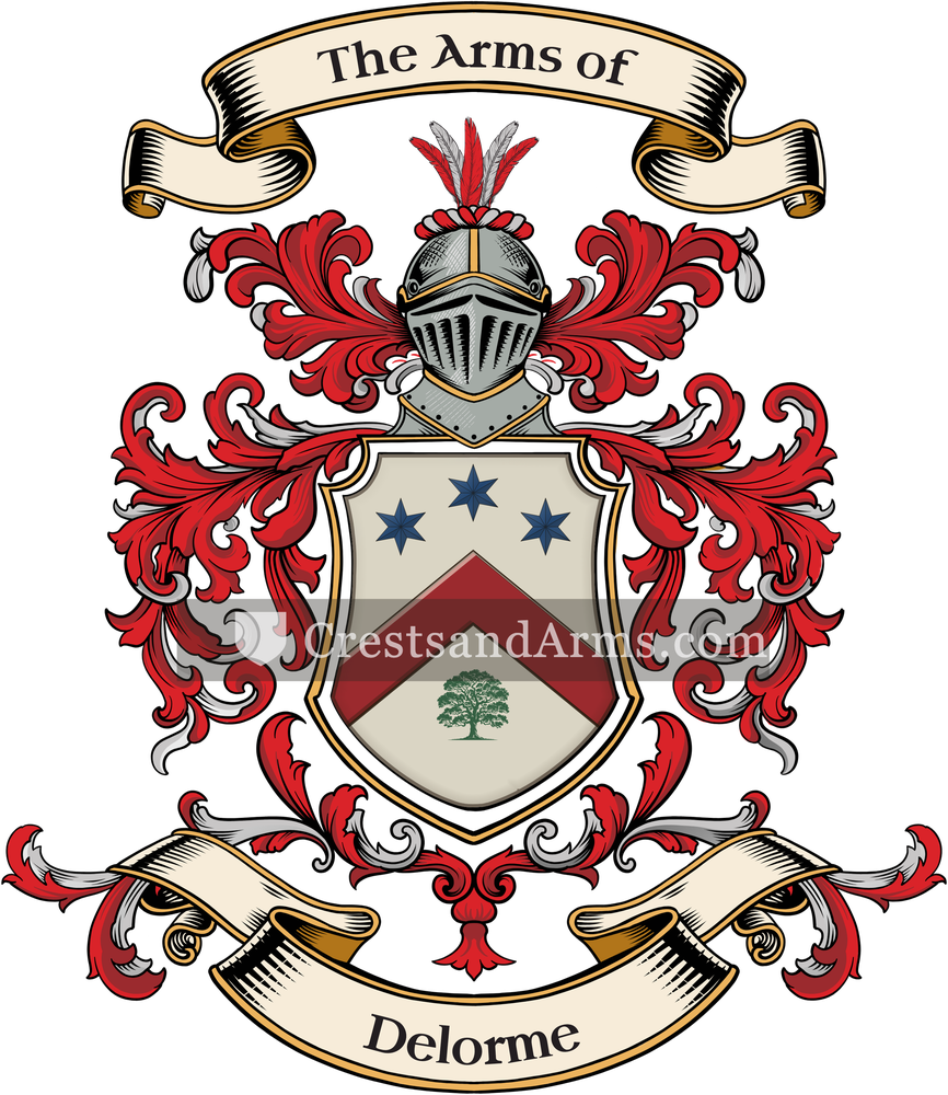 The Delorme coat of arms, drawn from the recorded blazon