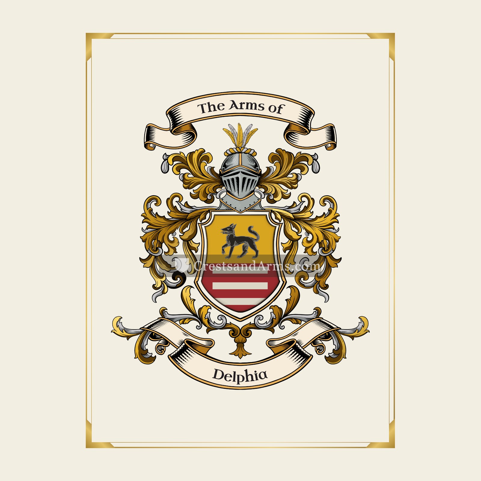 With gold border