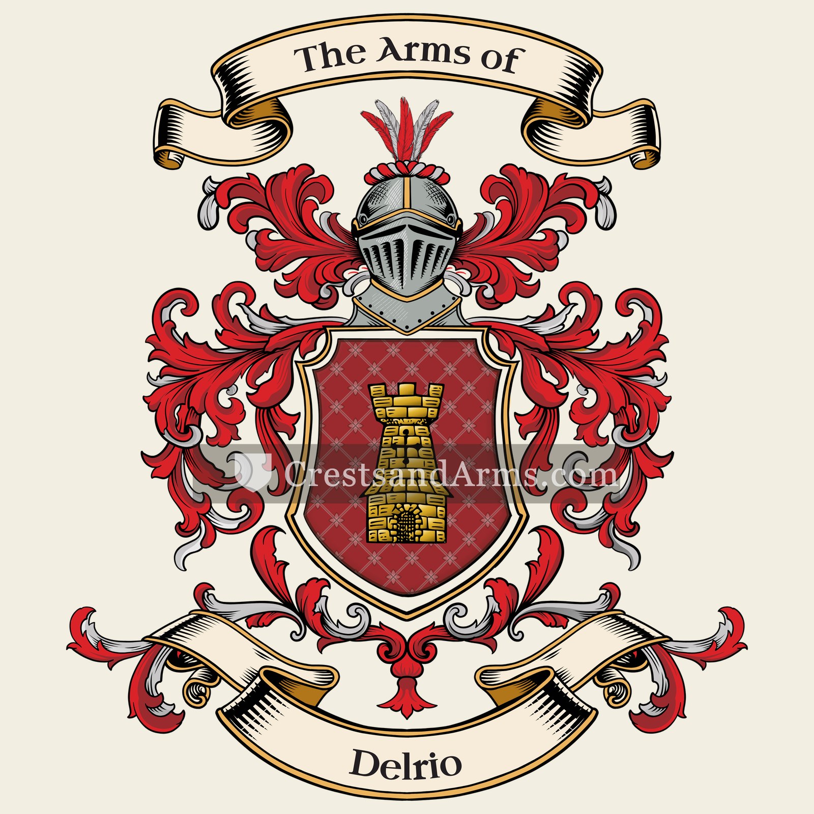 The Delrio coat of arms, drawn from the recorded blazon