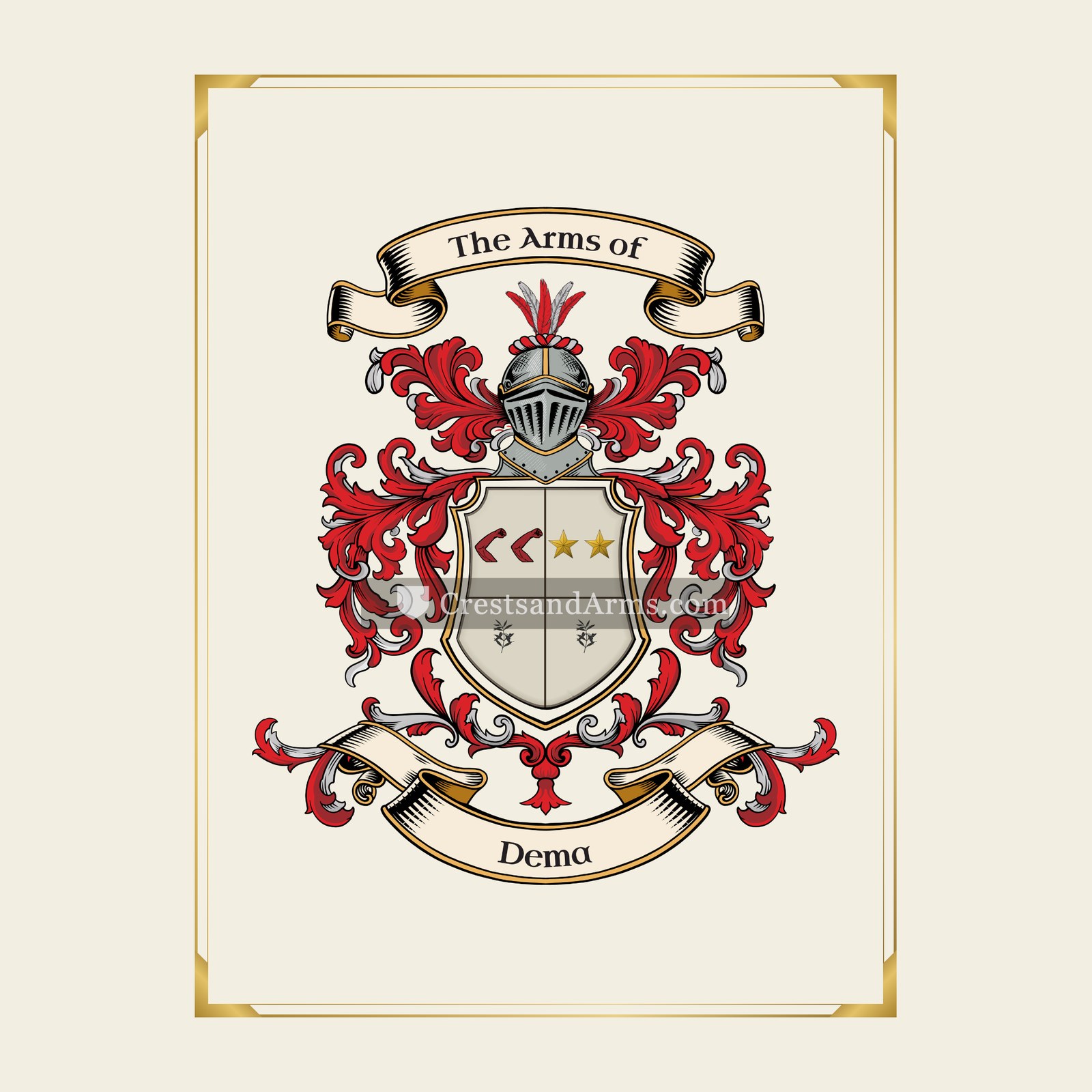With gold border