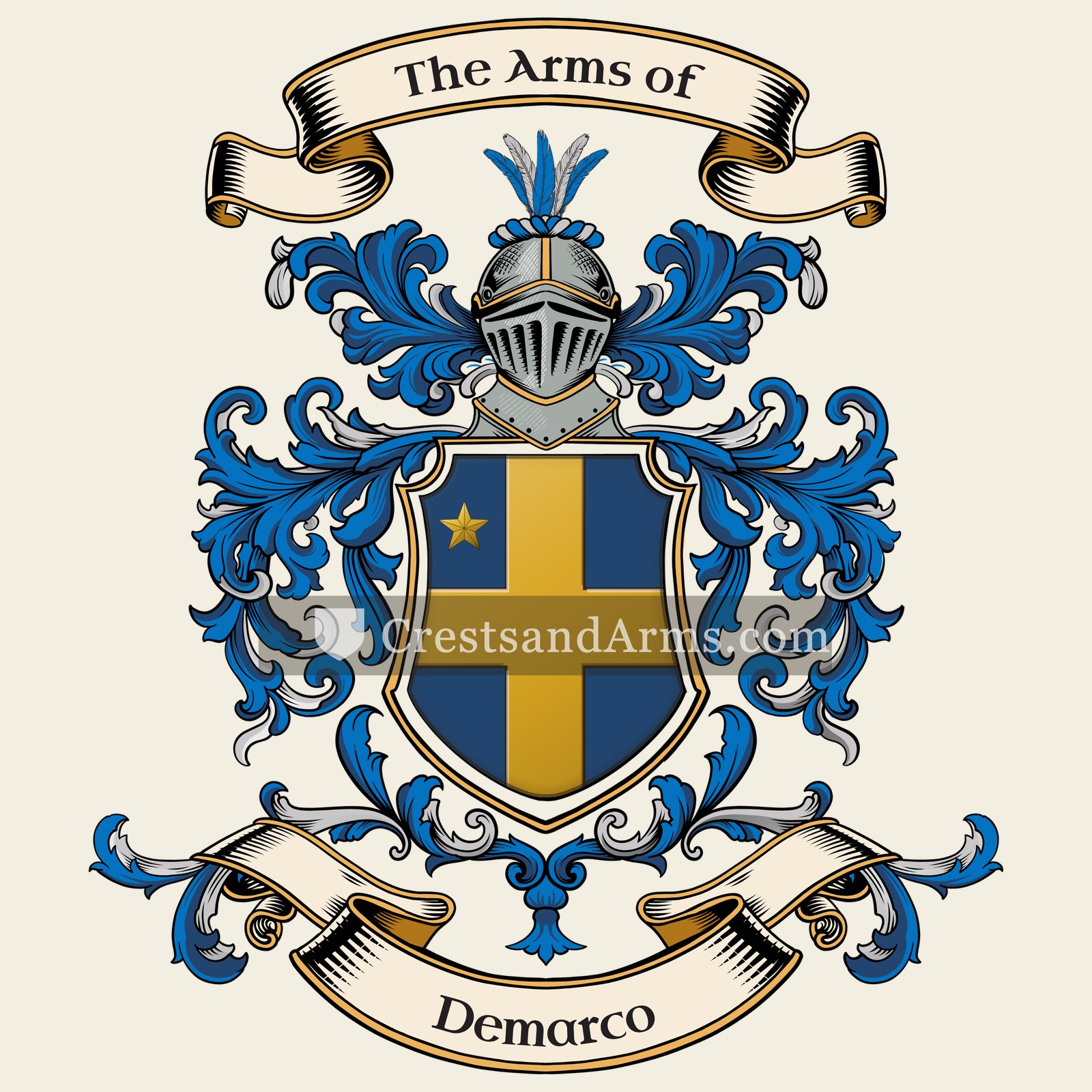 The Demarco coat of arms, drawn from the recorded blazon