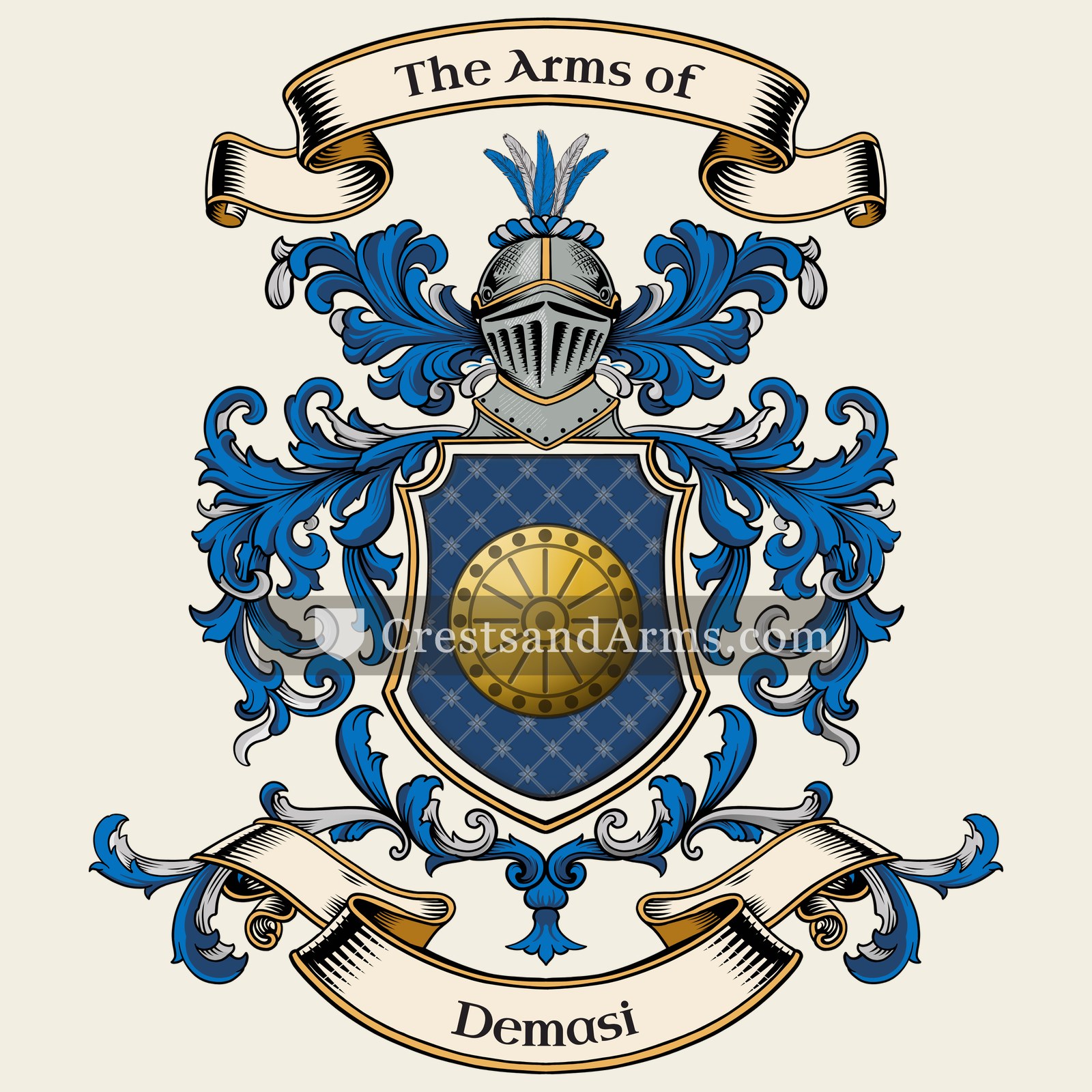 The Demasi coat of arms, drawn from the recorded blazon