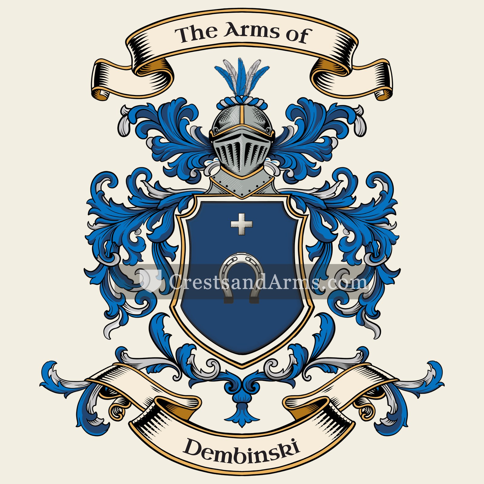 The Dembinski coat of arms, drawn from the recorded blazon