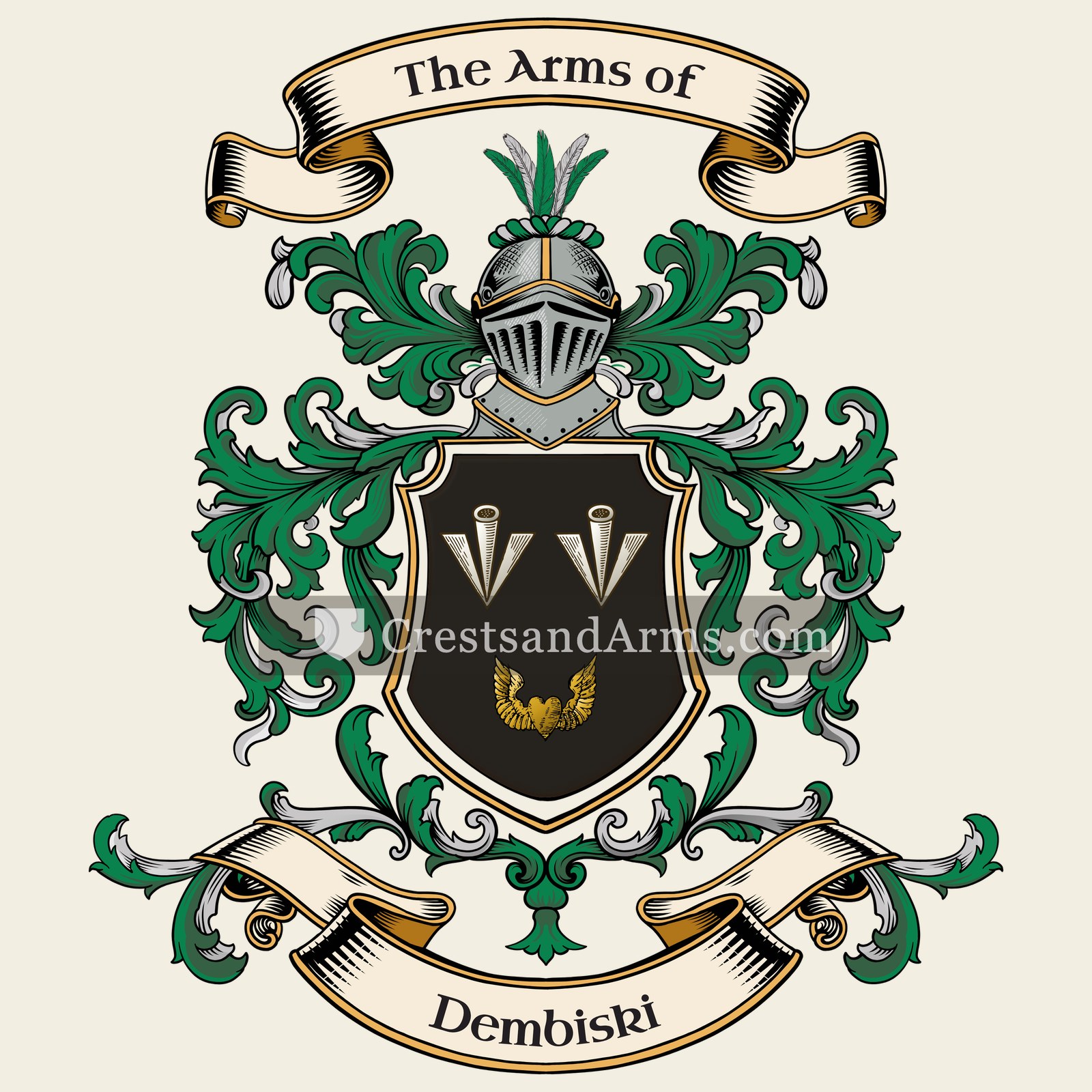 The Dembiski coat of arms, drawn from the recorded blazon