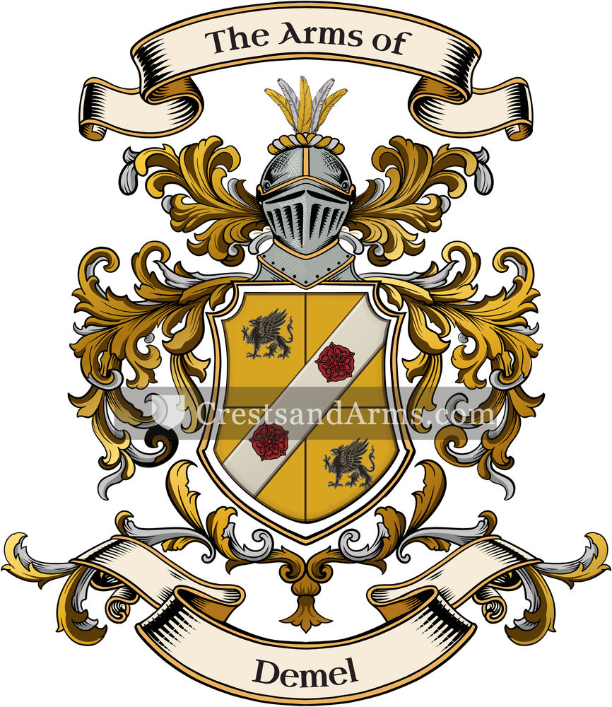 The Demel coat of arms, drawn from the recorded blazon