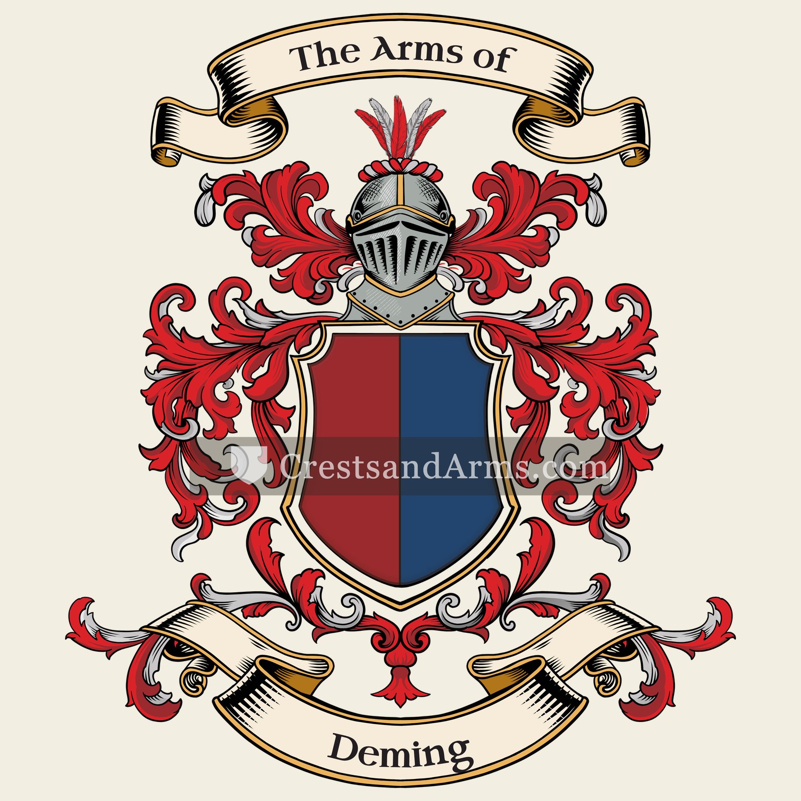 The Deming coat of arms, drawn from the recorded blazon