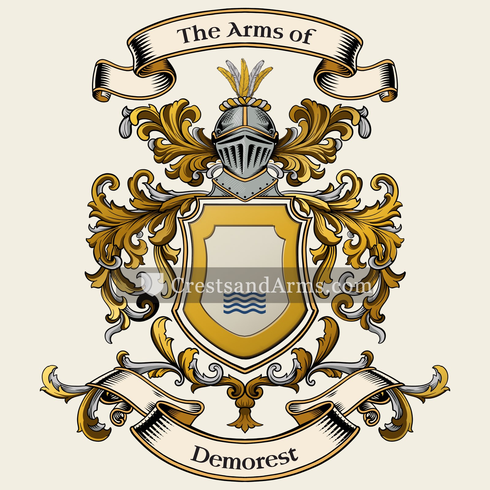 The Demorest coat of arms, drawn from the recorded blazon