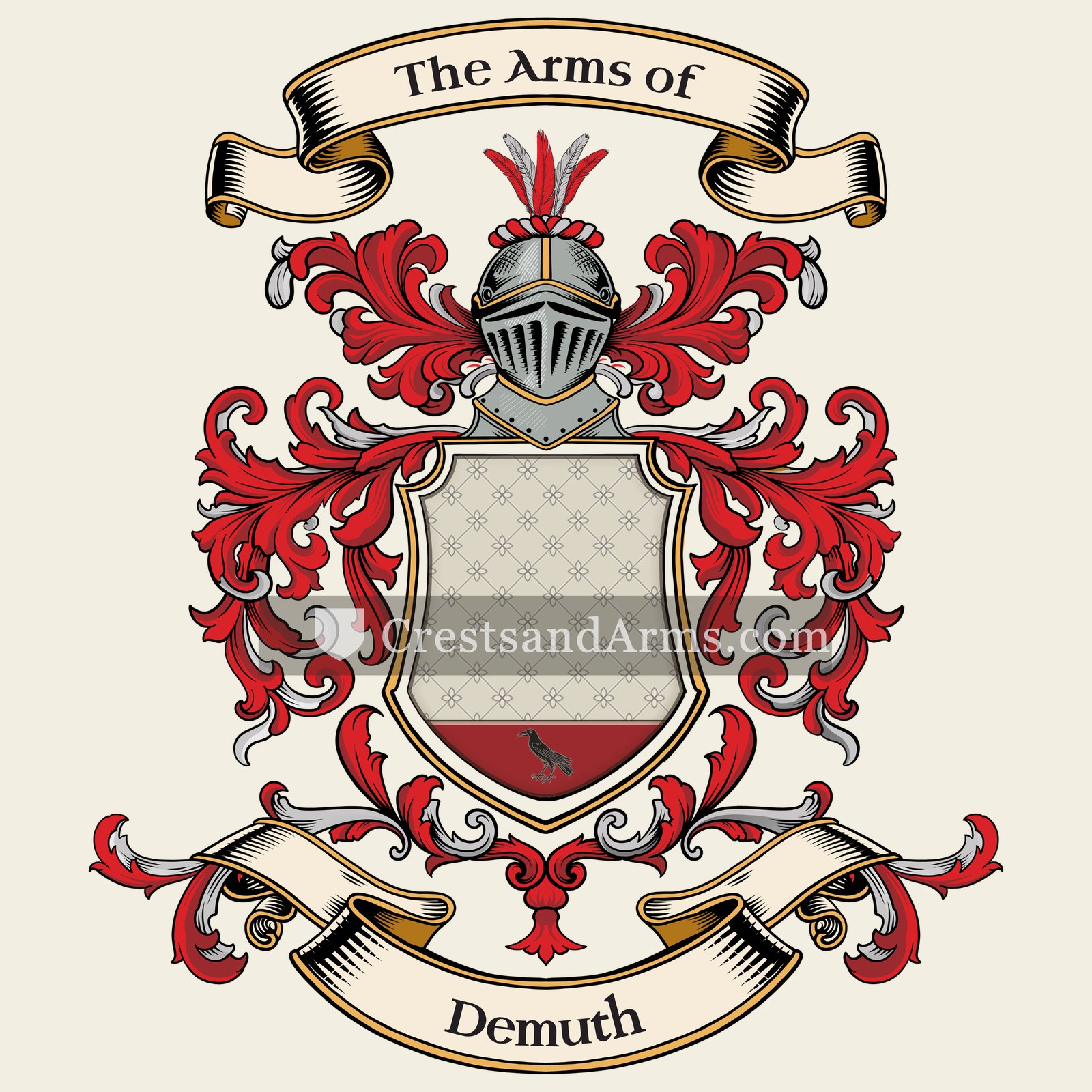 The Demuth coat of arms, drawn from the recorded blazon