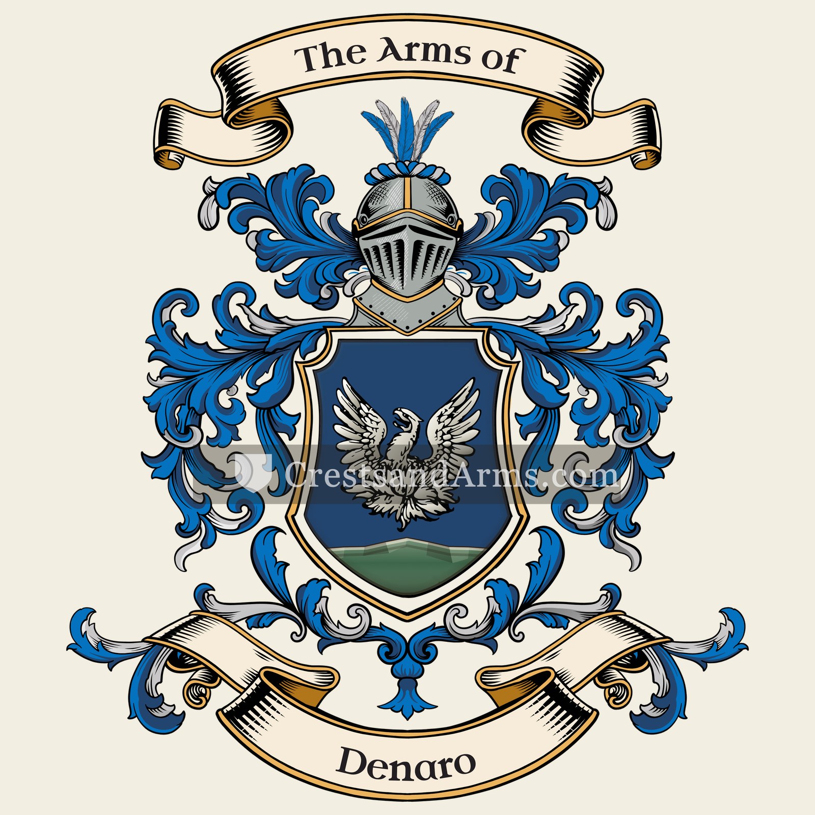 The Denaro coat of arms, drawn from the recorded blazon