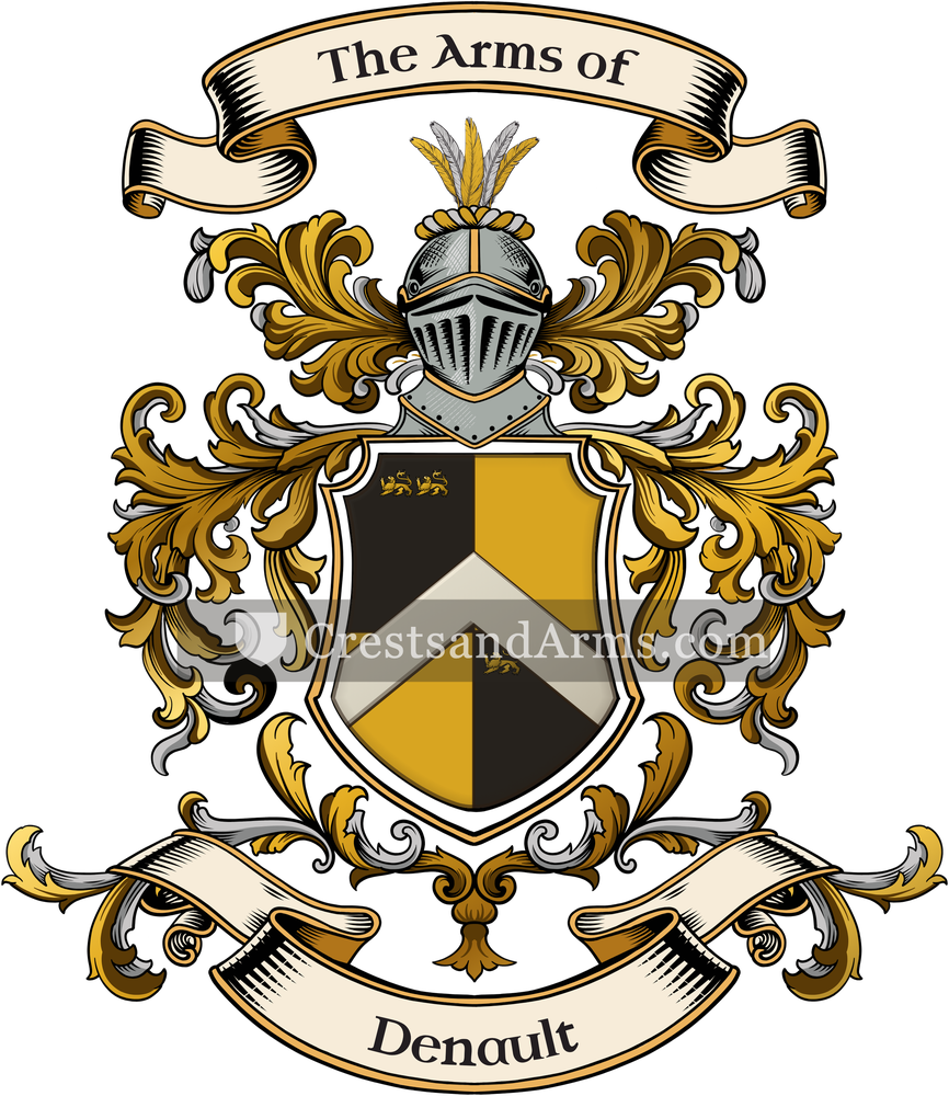 The Denault coat of arms, drawn from the recorded blazon