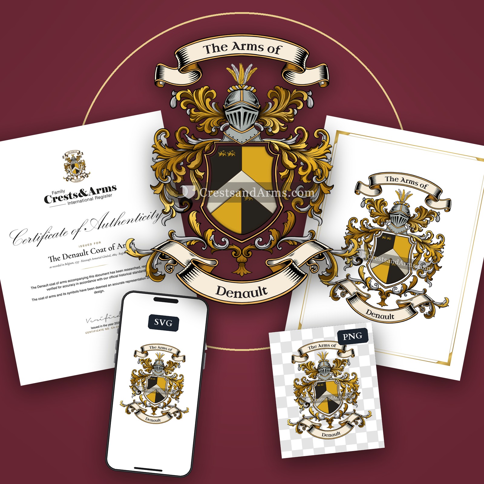 The Denault arms on the coat of arms — digital pack