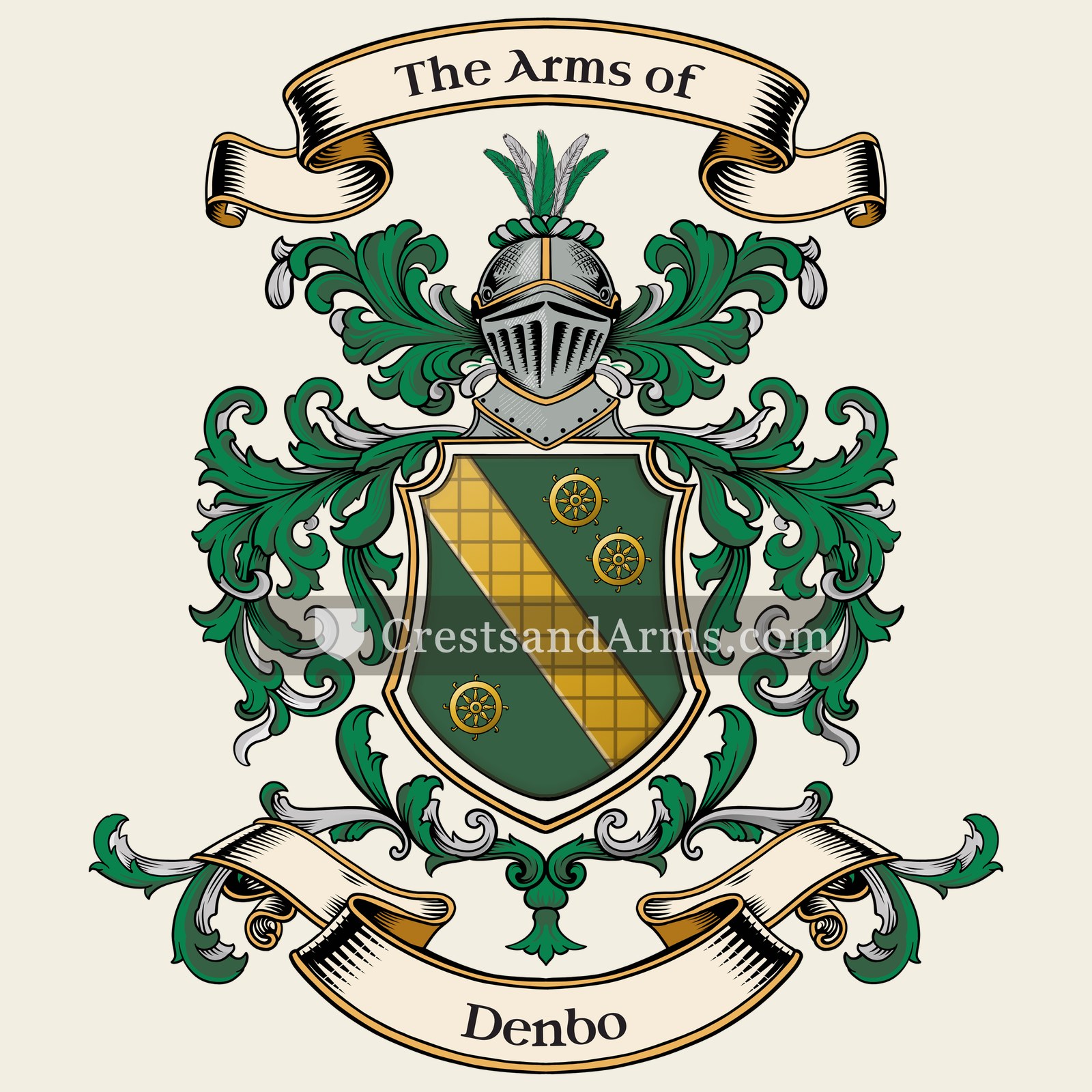 The Denbo coat of arms, drawn from the recorded blazon
