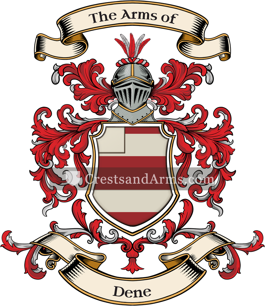 The Dene coat of arms, drawn from the recorded blazon