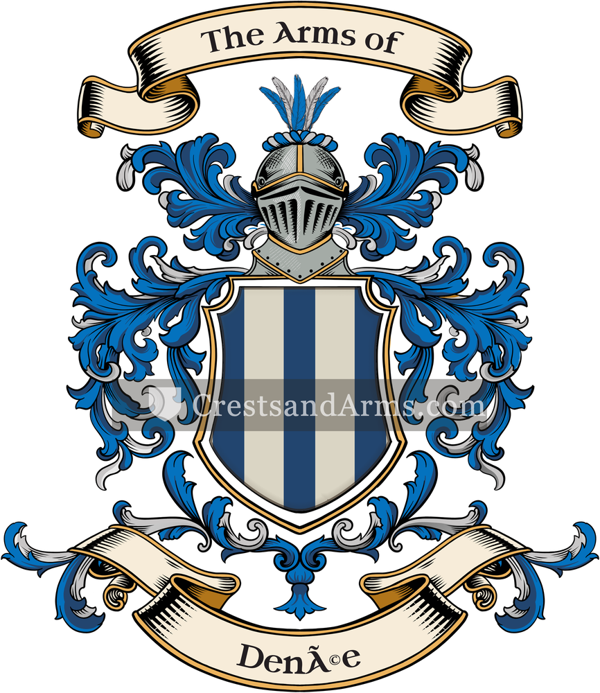 The Denée coat of arms, drawn from the recorded blazon
