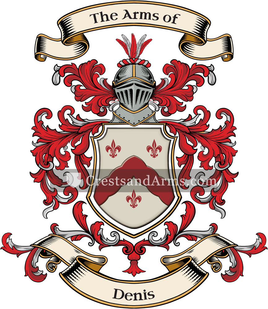 The Denis coat of arms, drawn from the recorded blazon