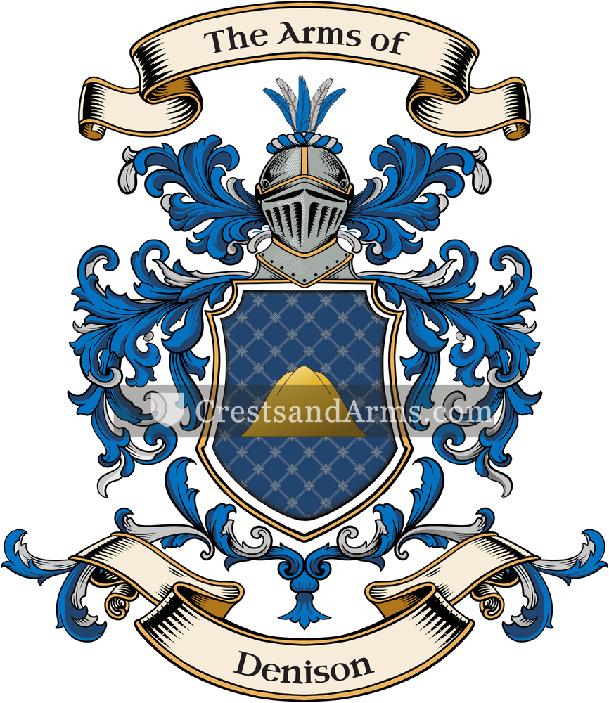 The Denison coat of arms, drawn from the recorded blazon