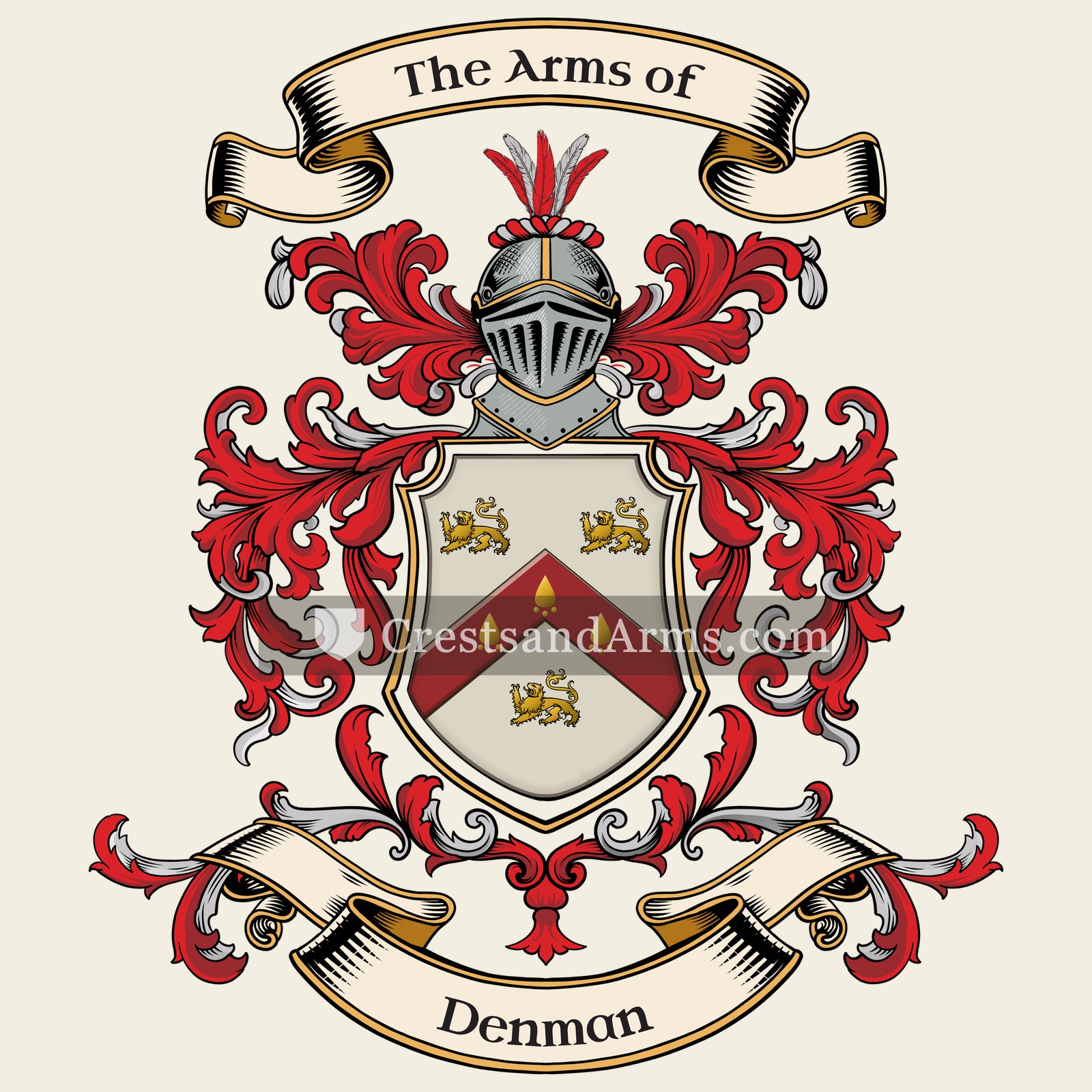 The Denman coat of arms, drawn from the recorded blazon