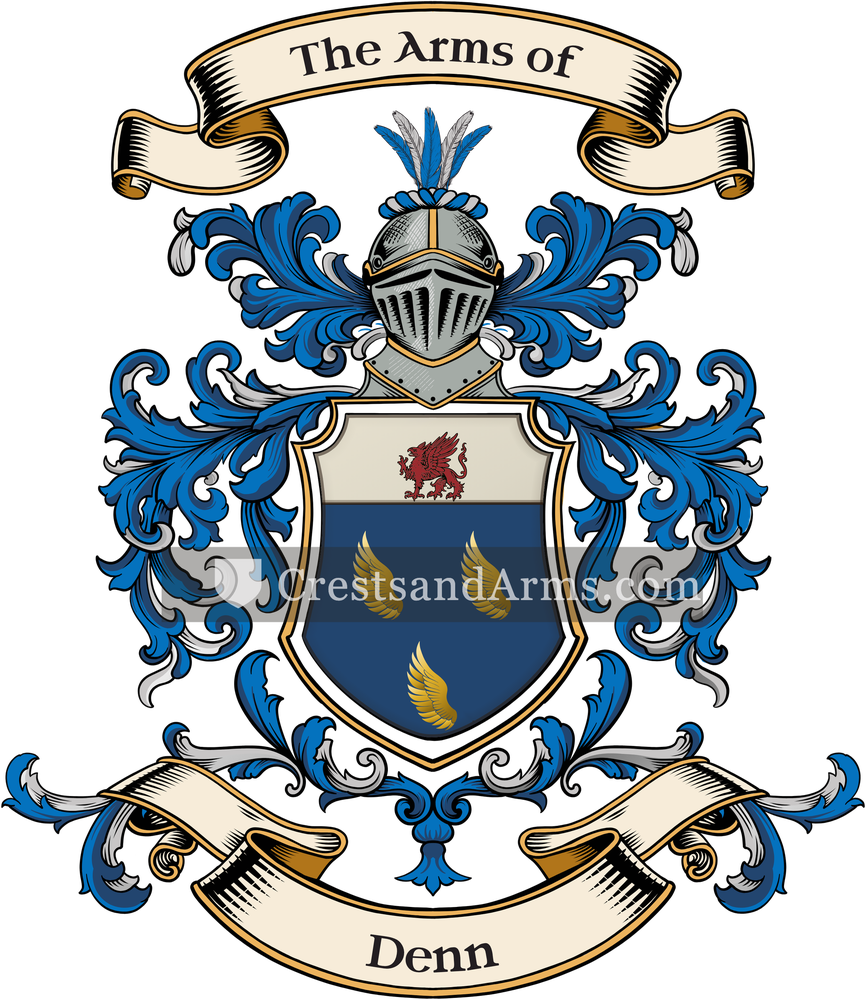 The Denn coat of arms, drawn from the recorded blazon