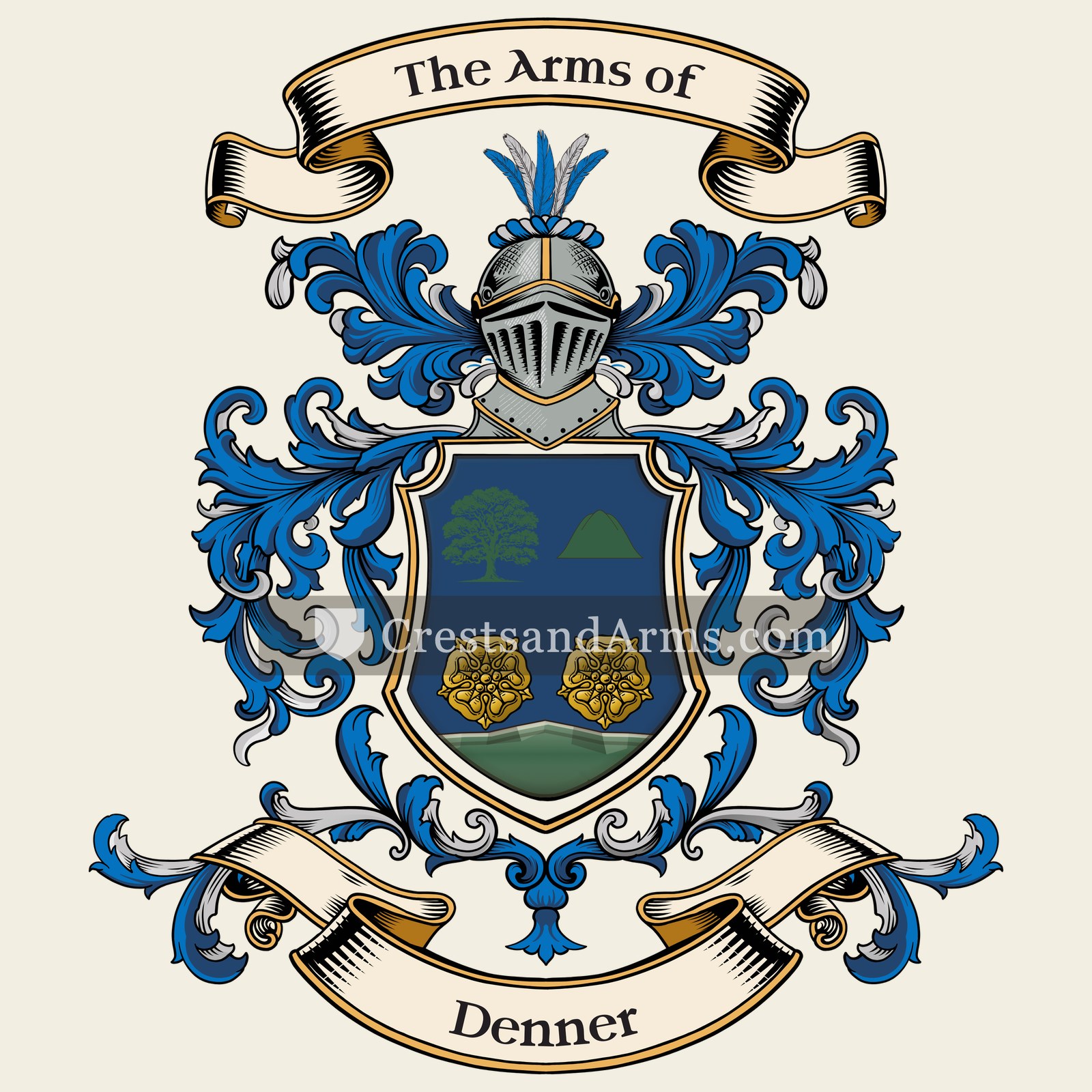 The Denner coat of arms, drawn from the recorded blazon