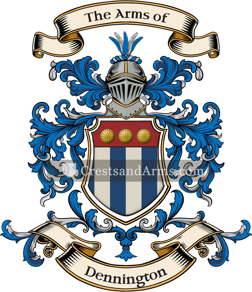 The Dennington coat of arms, drawn from the recorded blazon