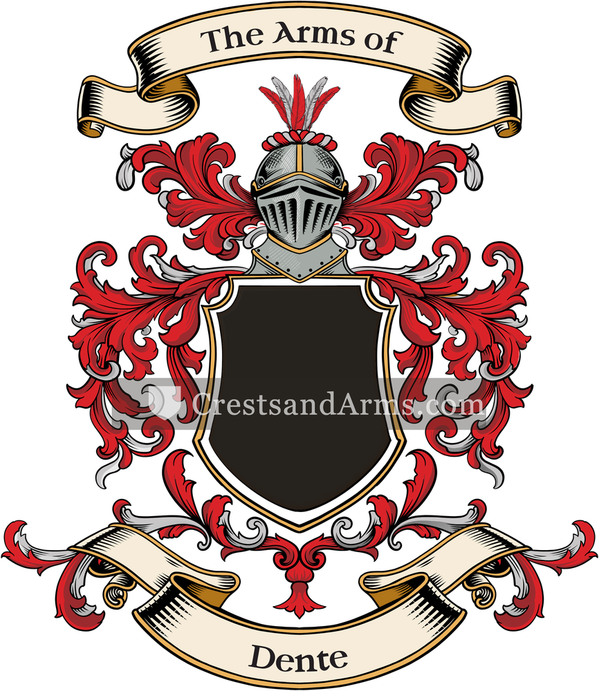 The Dente coat of arms, drawn from the recorded blazon