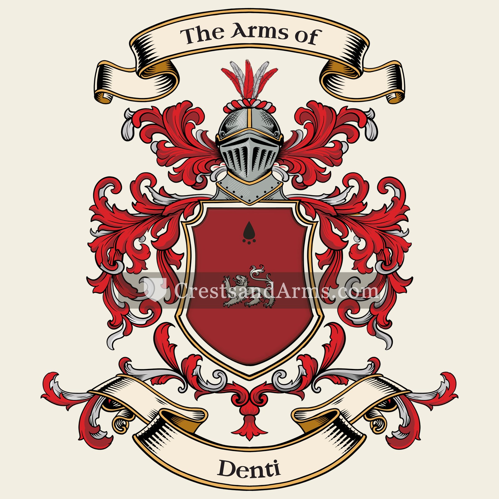The Denti coat of arms, drawn from the recorded blazon