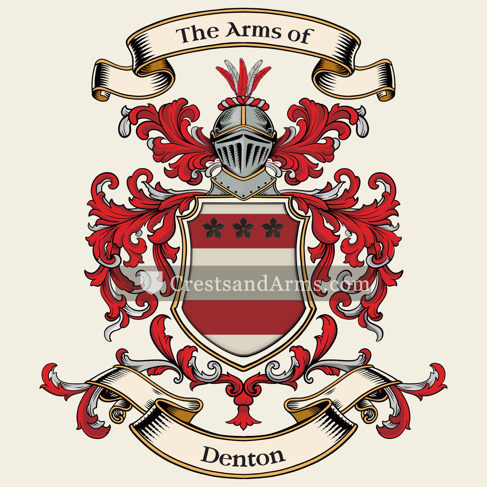 The Denton coat of arms, drawn from the recorded blazon