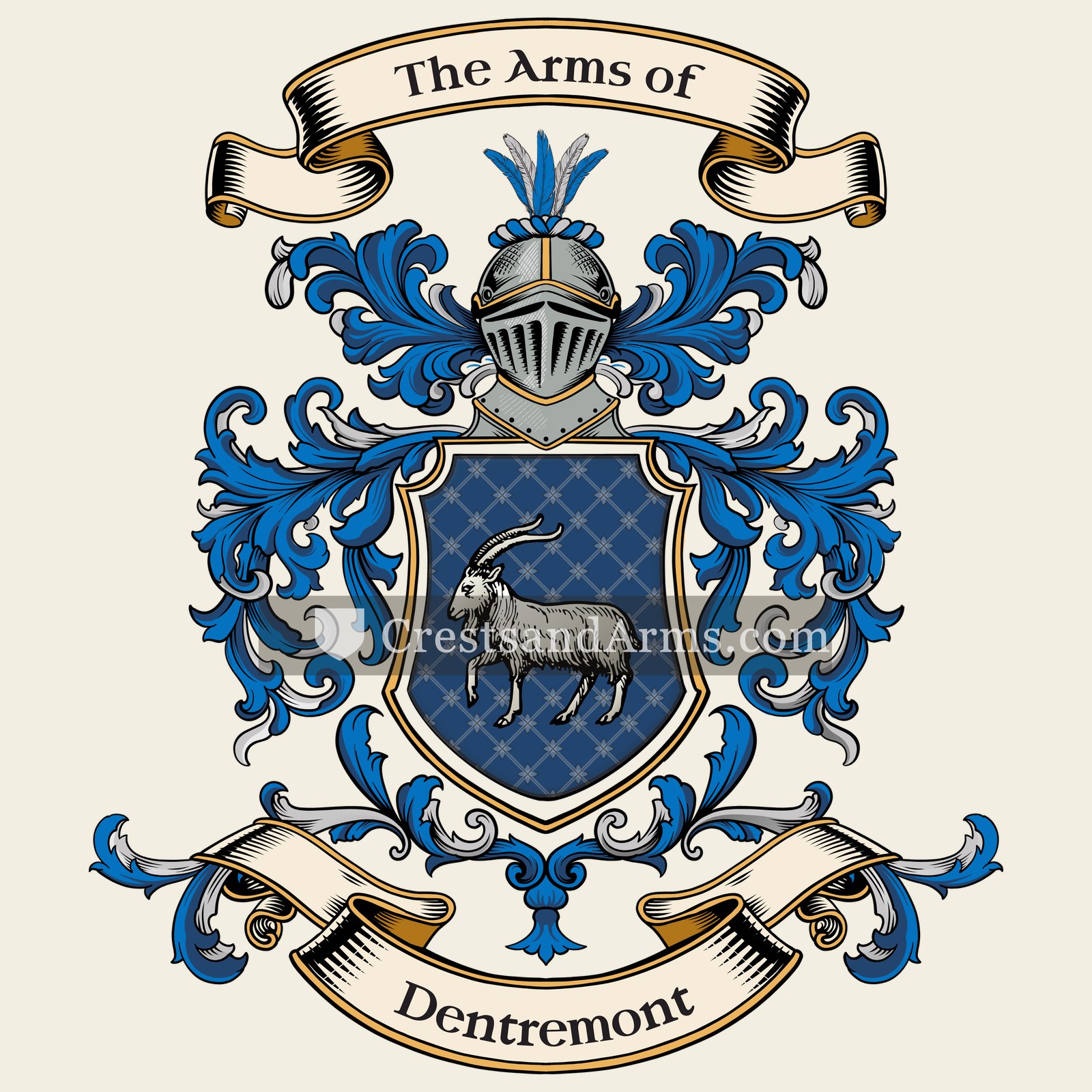 The Dentremont coat of arms, drawn from the recorded blazon