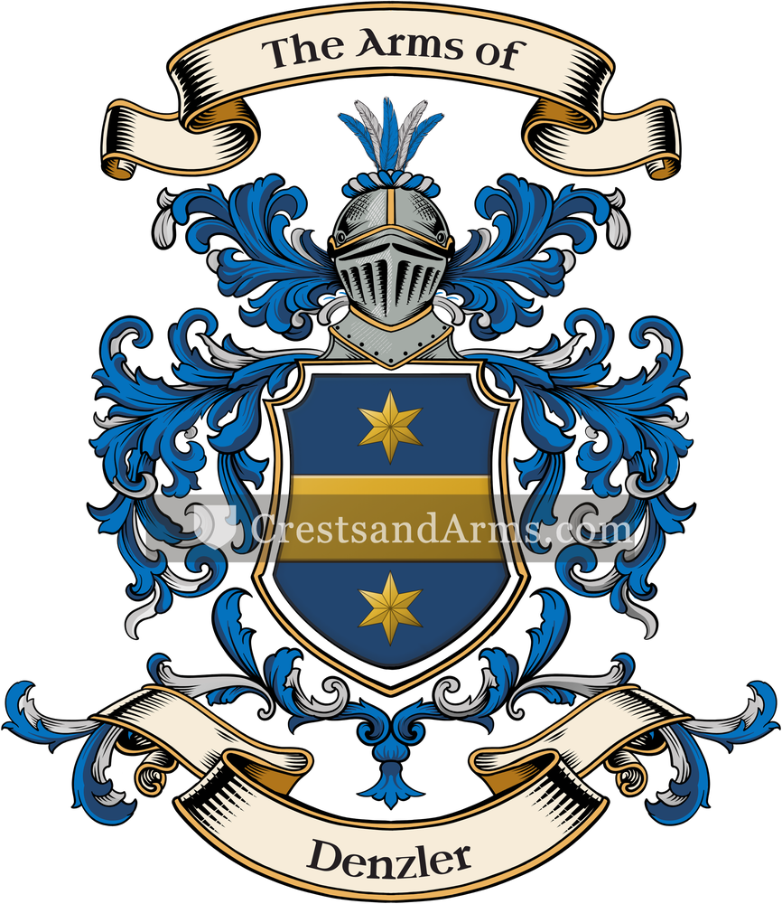 The Denzler coat of arms, drawn from the recorded blazon