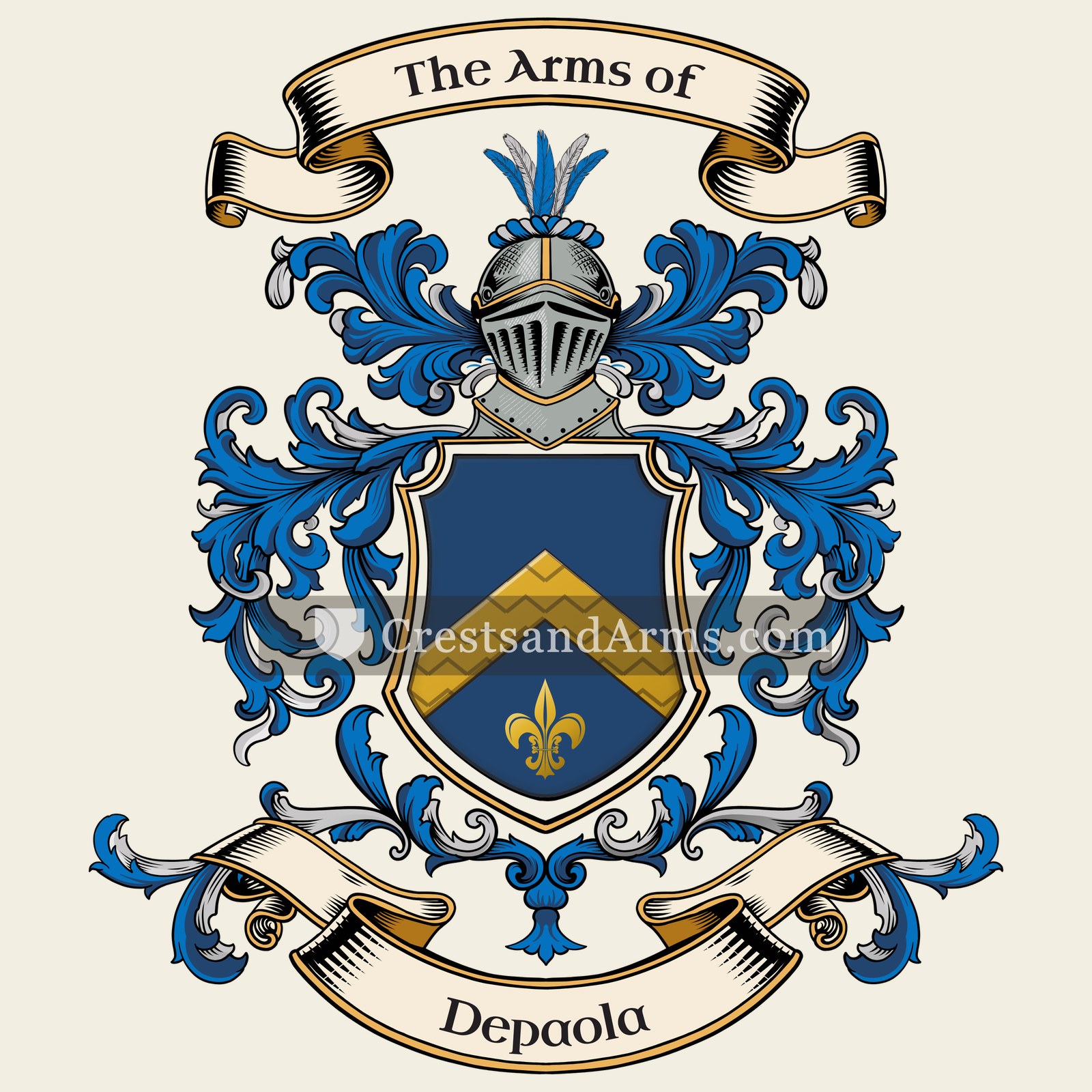 The Depaola coat of arms, drawn from the recorded blazon
