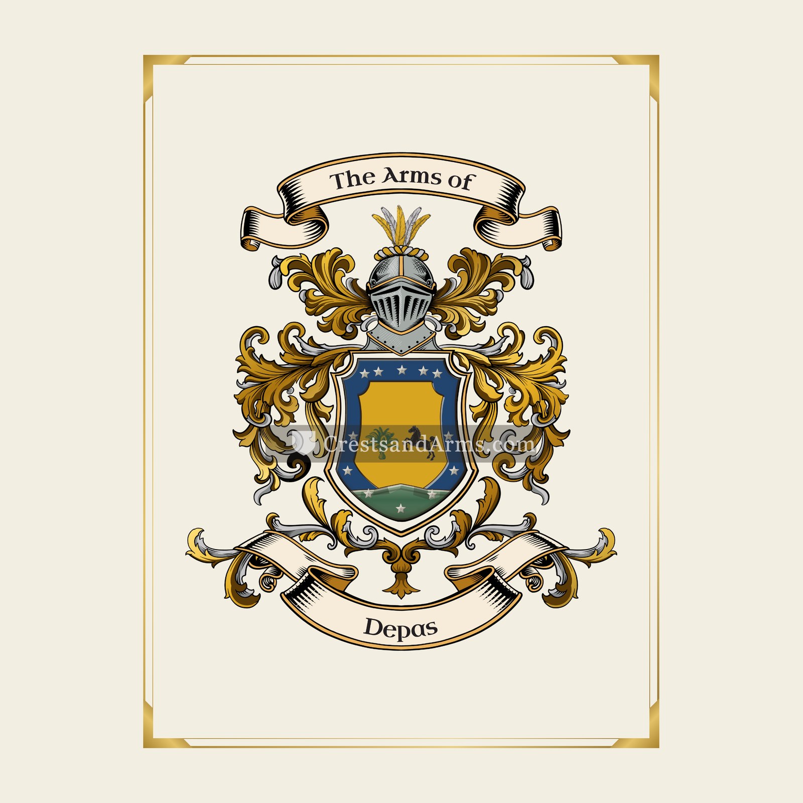 With gold border
