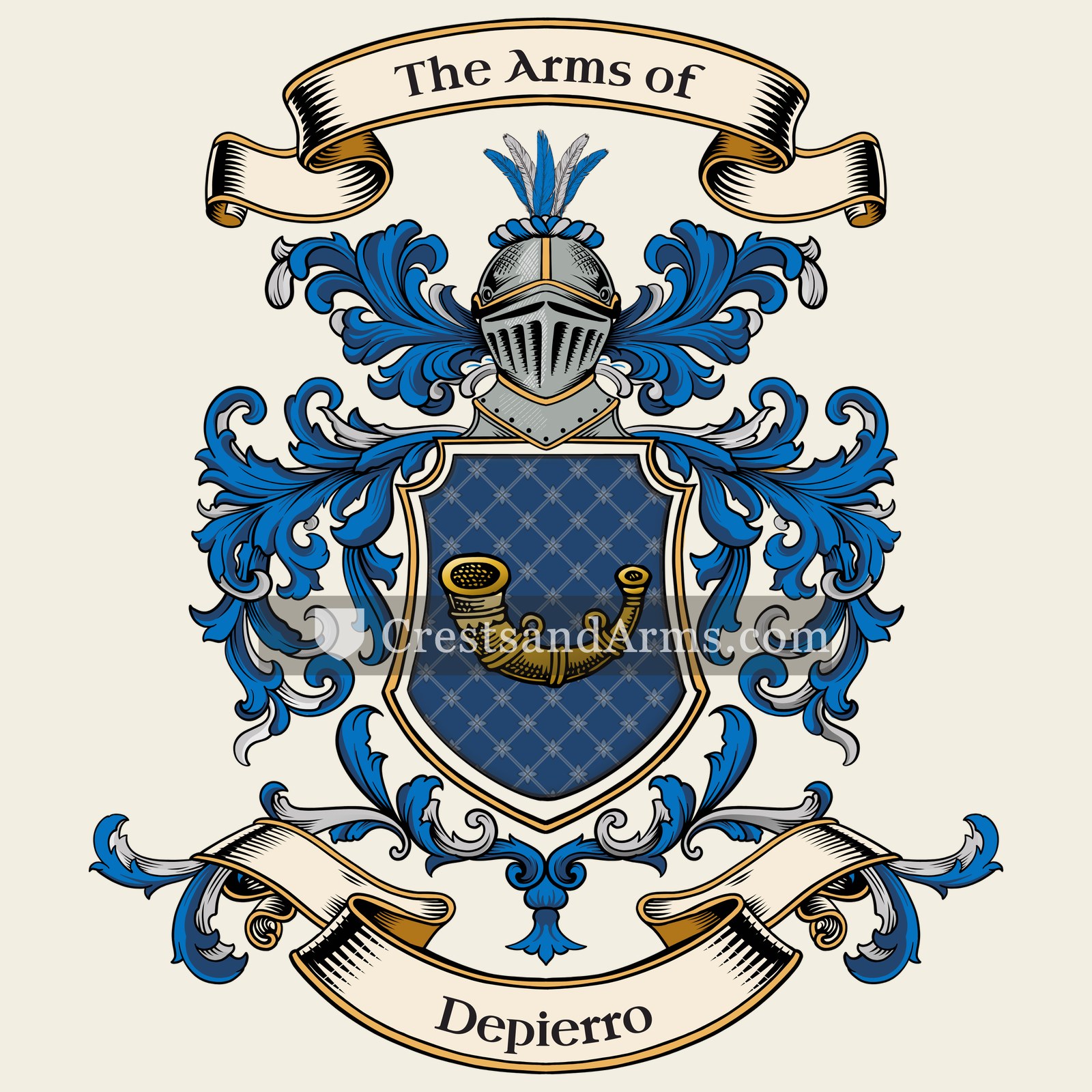 The Depierro coat of arms, drawn from the recorded blazon