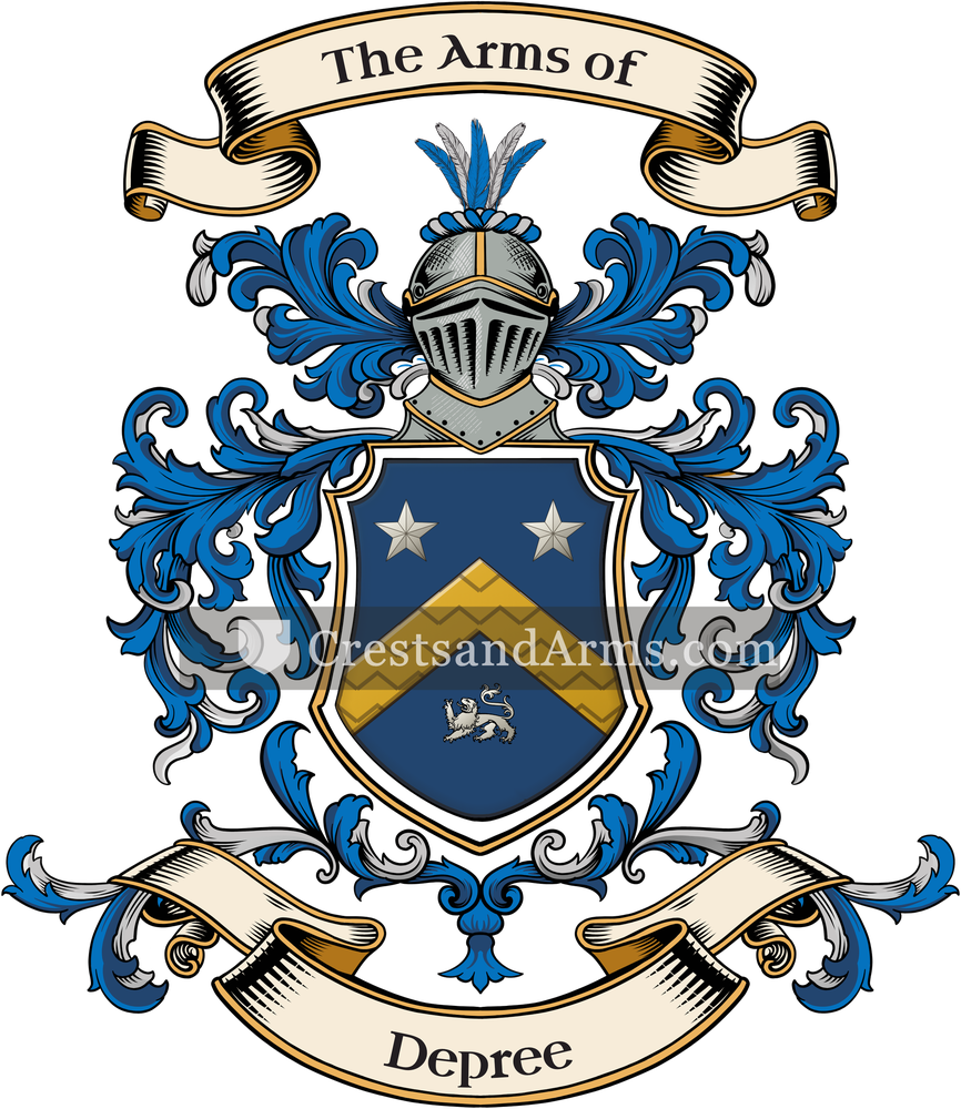 The Depree coat of arms, drawn from the recorded blazon