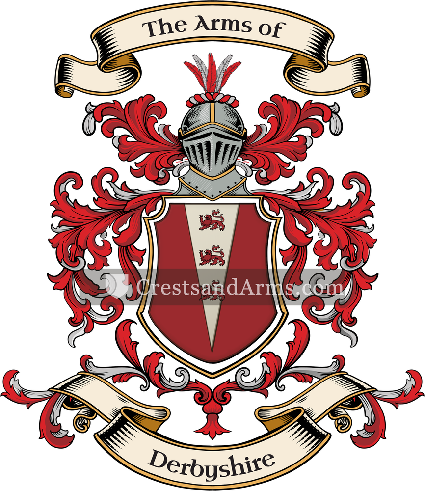 The Derbyshire coat of arms, drawn from the recorded blazon