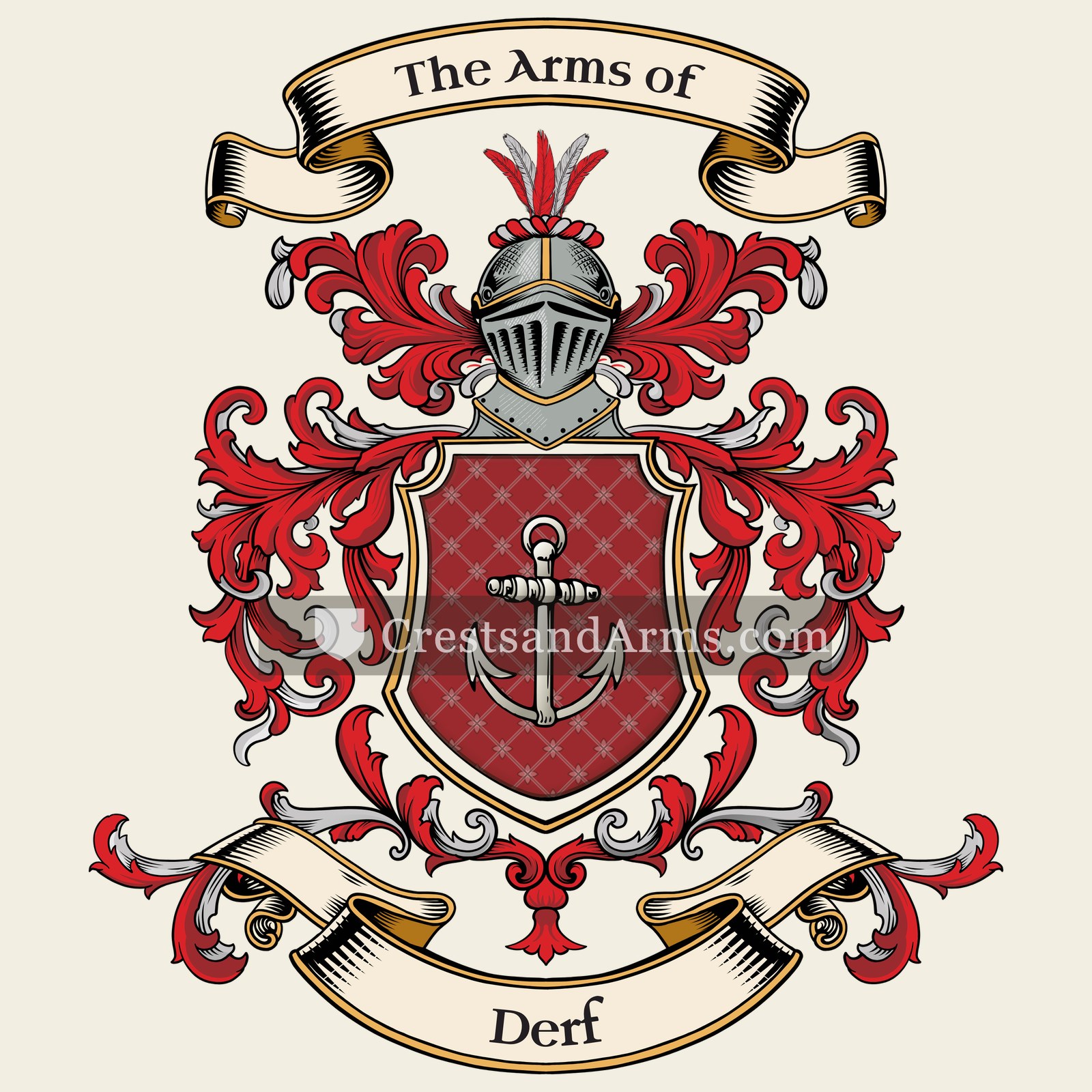 The Derf coat of arms, drawn from the recorded blazon