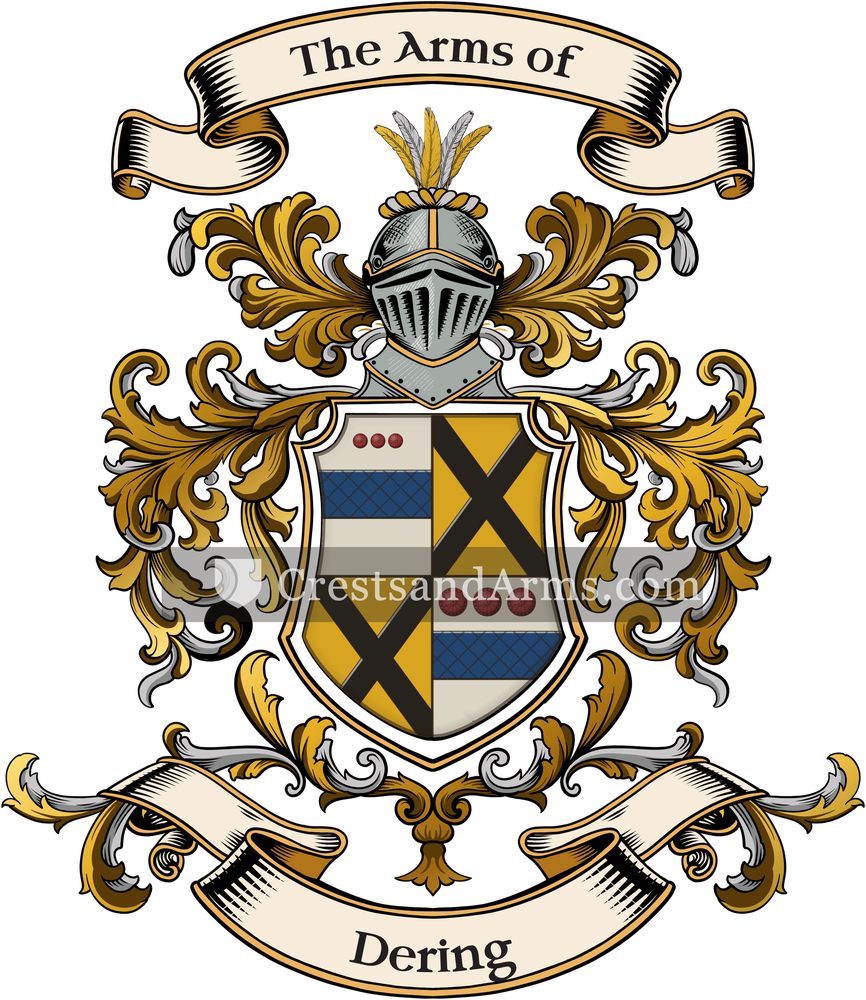 The Dering coat of arms, drawn from the recorded blazon