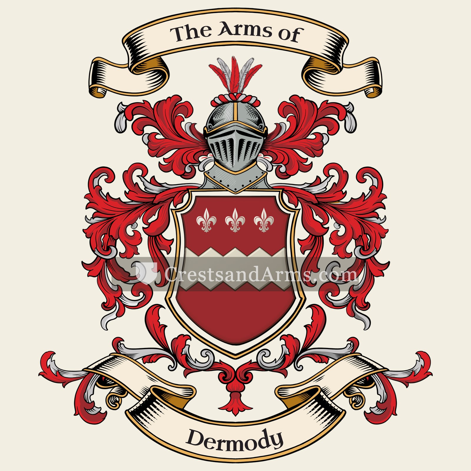 The Dermody coat of arms, drawn from the recorded blazon