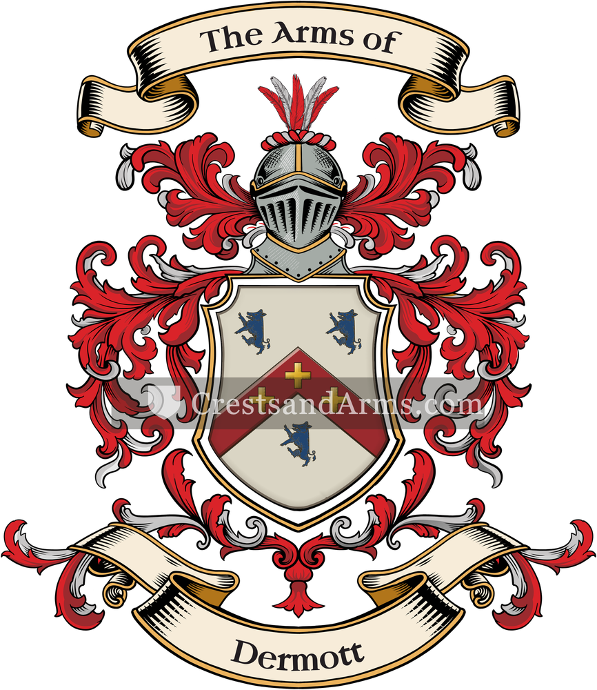 The Dermott coat of arms, drawn from the recorded blazon