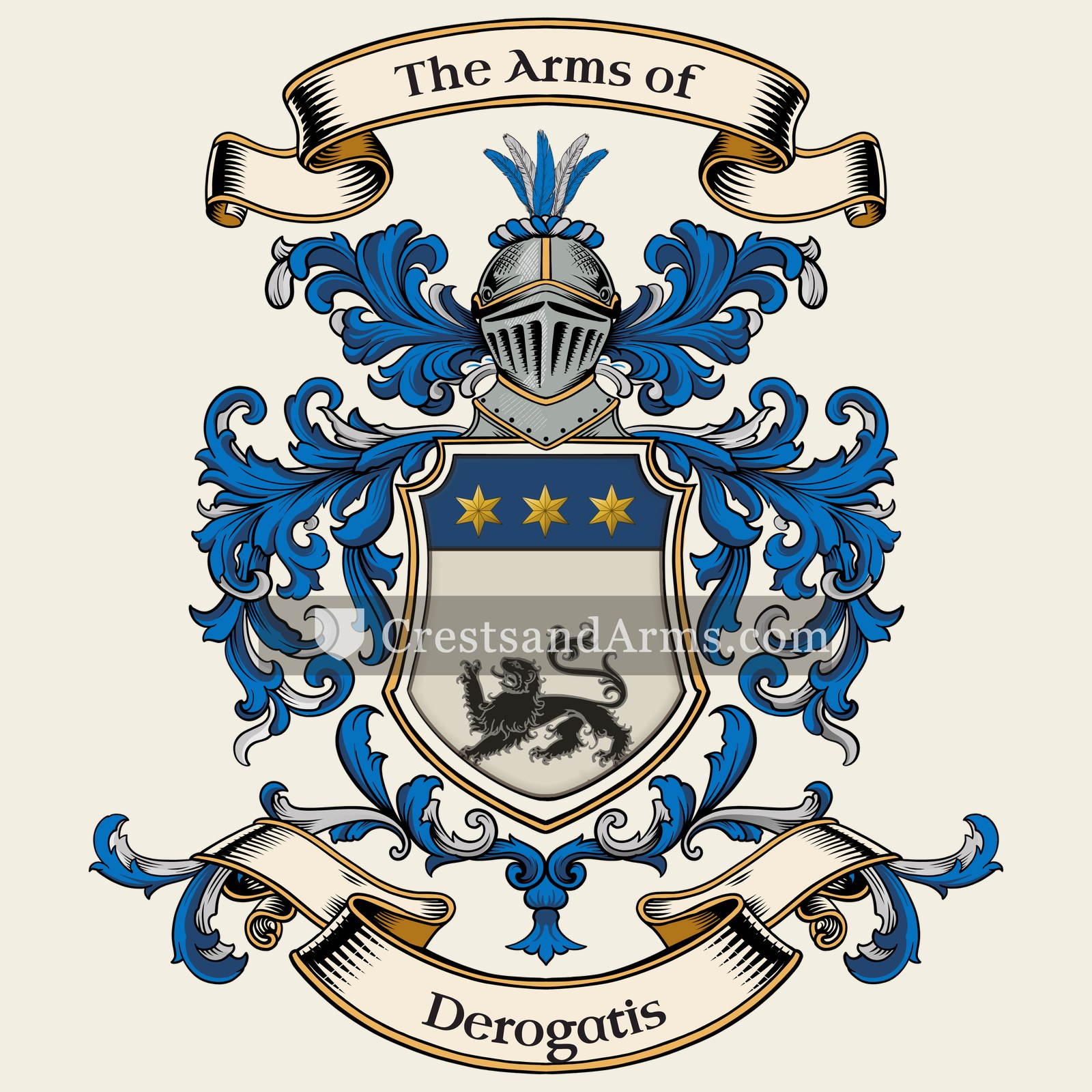 The Derogatis coat of arms, drawn from the recorded blazon