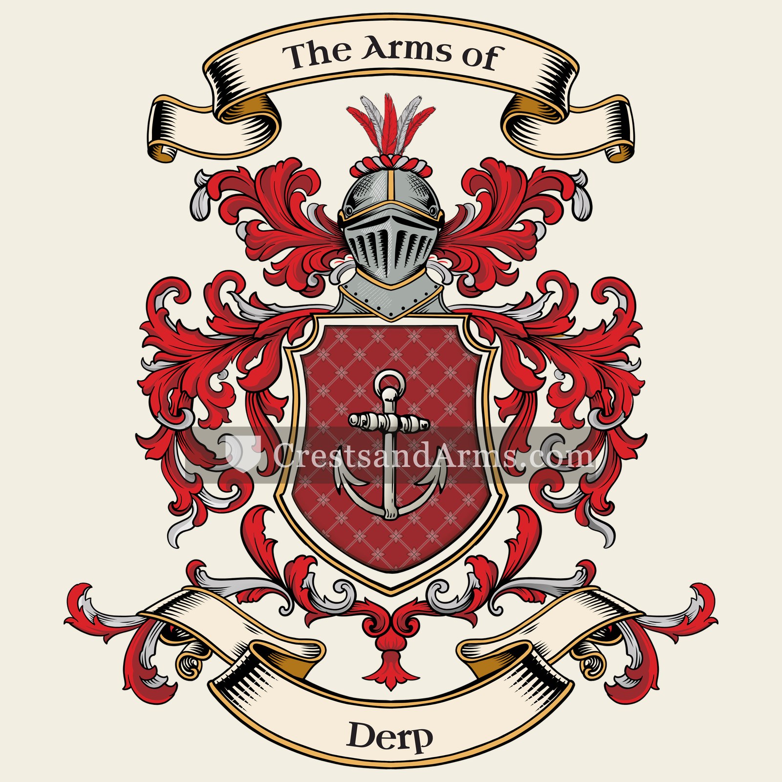 The Derp coat of arms, drawn from the recorded blazon