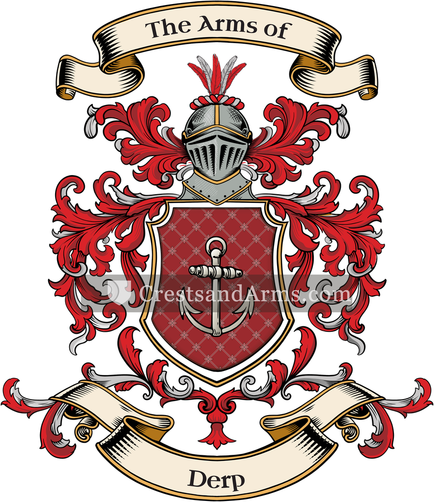 The Derp coat of arms, drawn from the recorded blazon